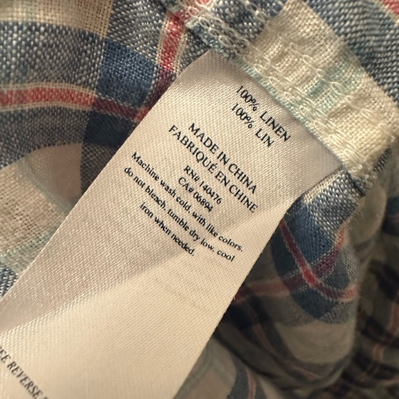 Faherty 100% Linen Plaid Shirt, size medium - Picture 3 of 3